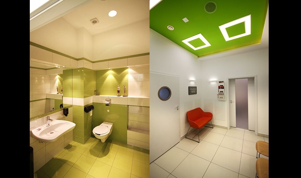 Projekt wnętrza gabinetu stomatologicznego - łazienka/poczekalnia (zdjęcia)
